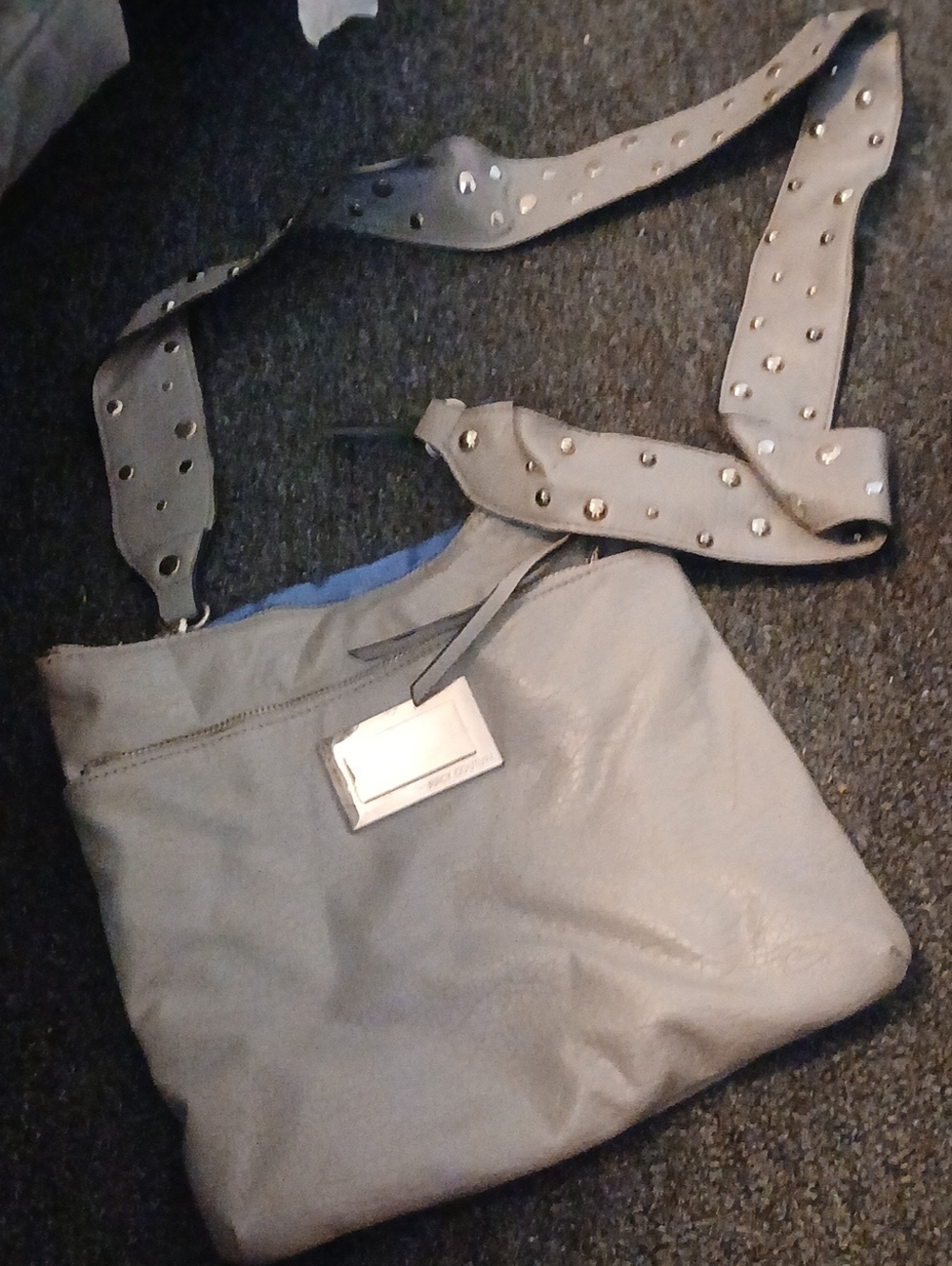 Juicy Couture Gray Leather Crossbody with Studded Strap